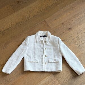 Zara Women Cream Textured Blazer - M